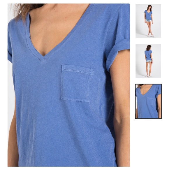 NWT n:Philanthropy Lynne V-neck Pocket Tee Cobalt - Picture 2 of 14